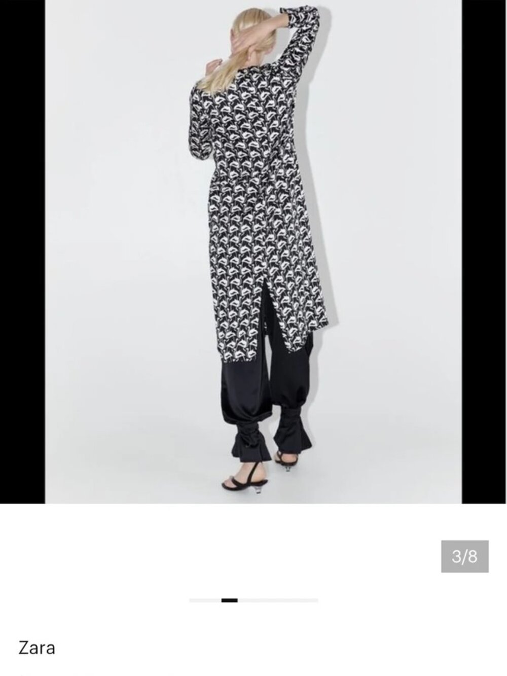 Zara Black White Abstract Print Midi Dress Minimalist Chic Size Small NWT - Picture 3 of 11